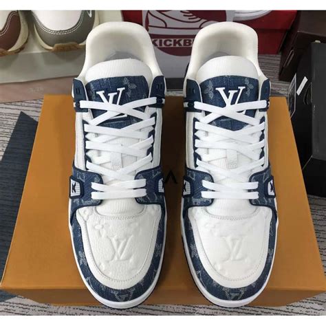 louis vuitton sneakers light blue|blue and white lv sneakers.